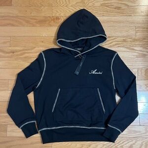 NWT Amiri Stitch Logo Black Hoodie, Medium